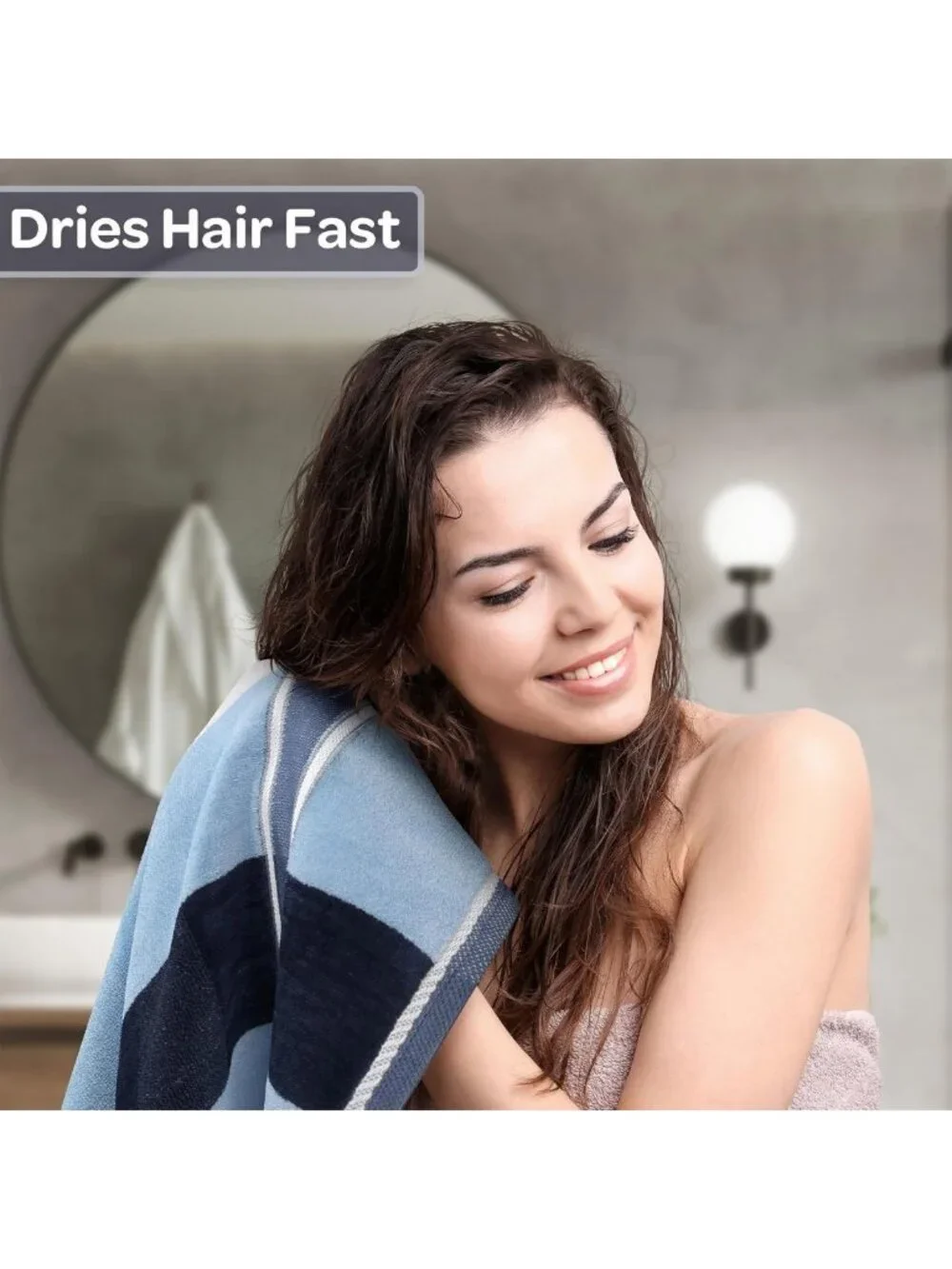 Navy Bathroom Towel Set of 6 - Soft, Absorbent Bath Accessories for Home Decor